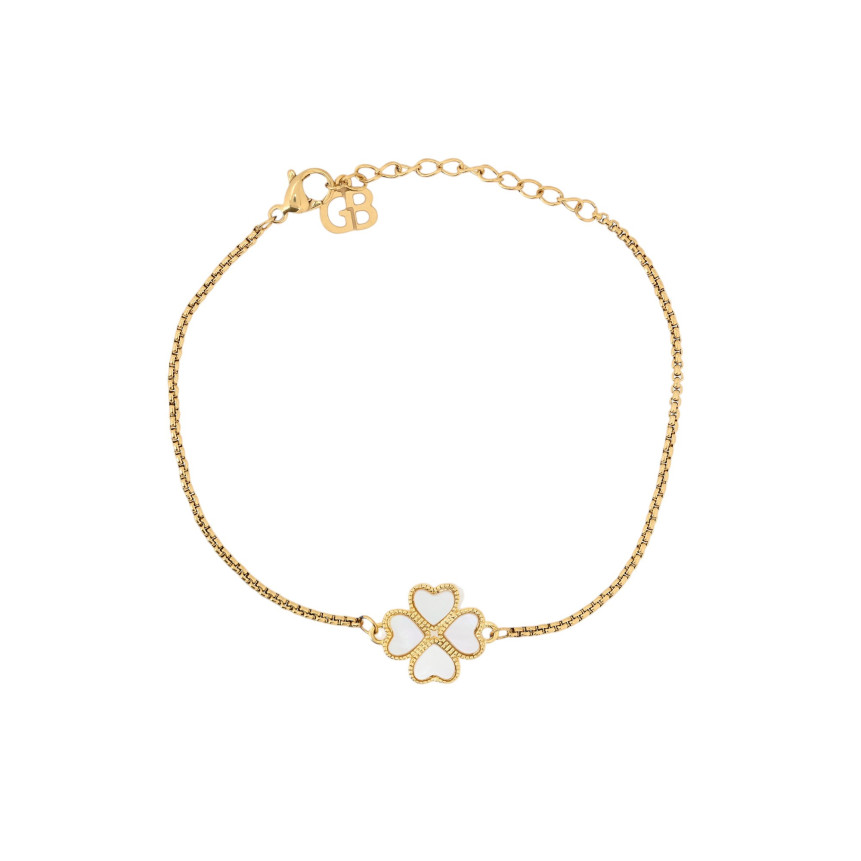 Pulseira em semi jóia trevo duas faces GB
