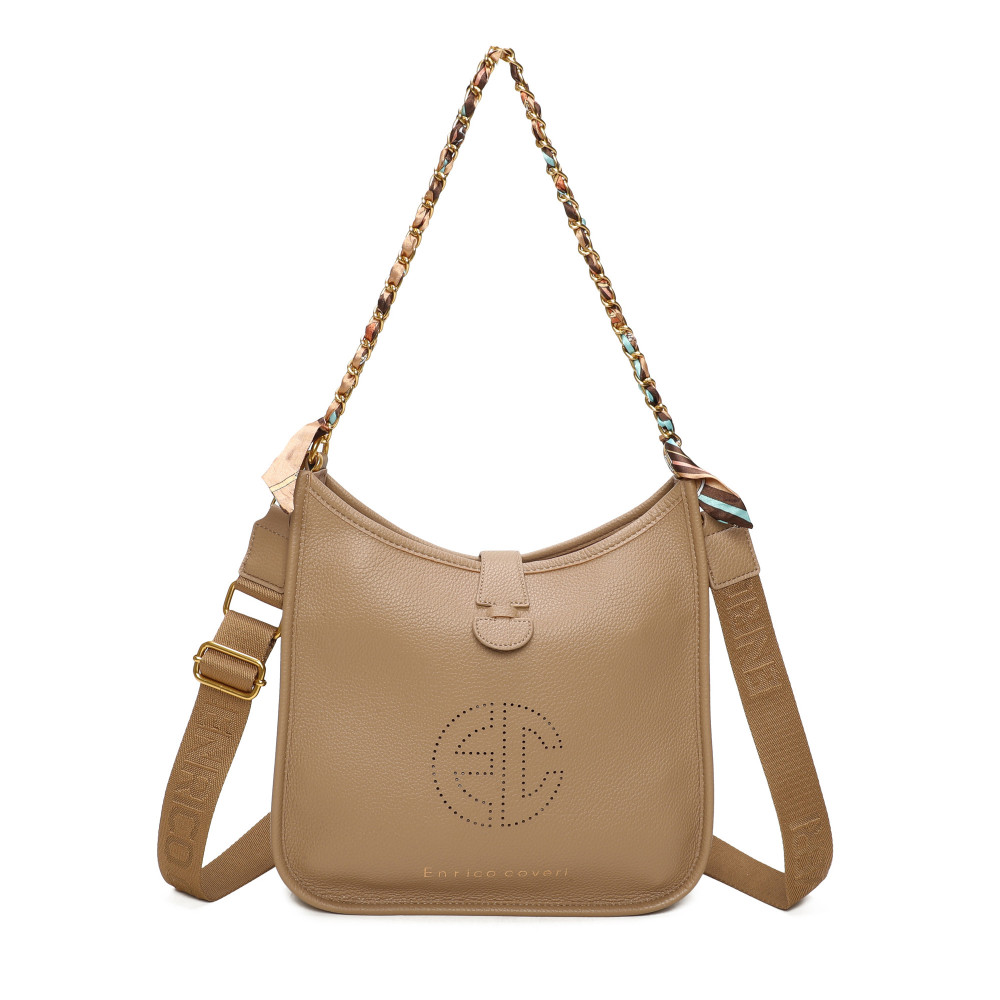 Shopper Bag with Scarf Between Chain