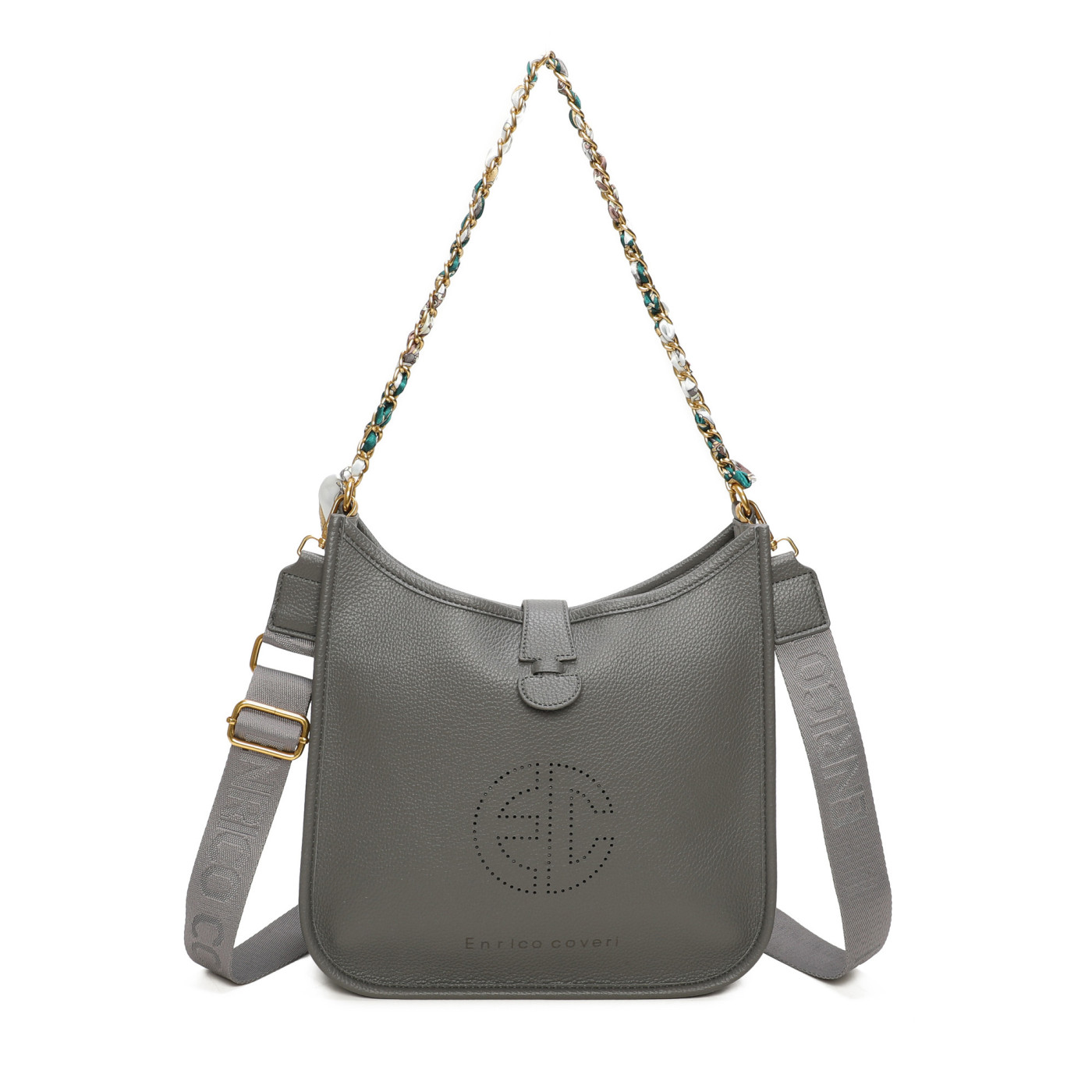 Shopper Bag with Scarf Between Chain