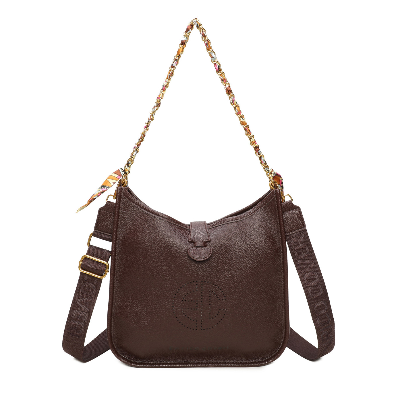 Shopper Bag with Scarf Between Chain