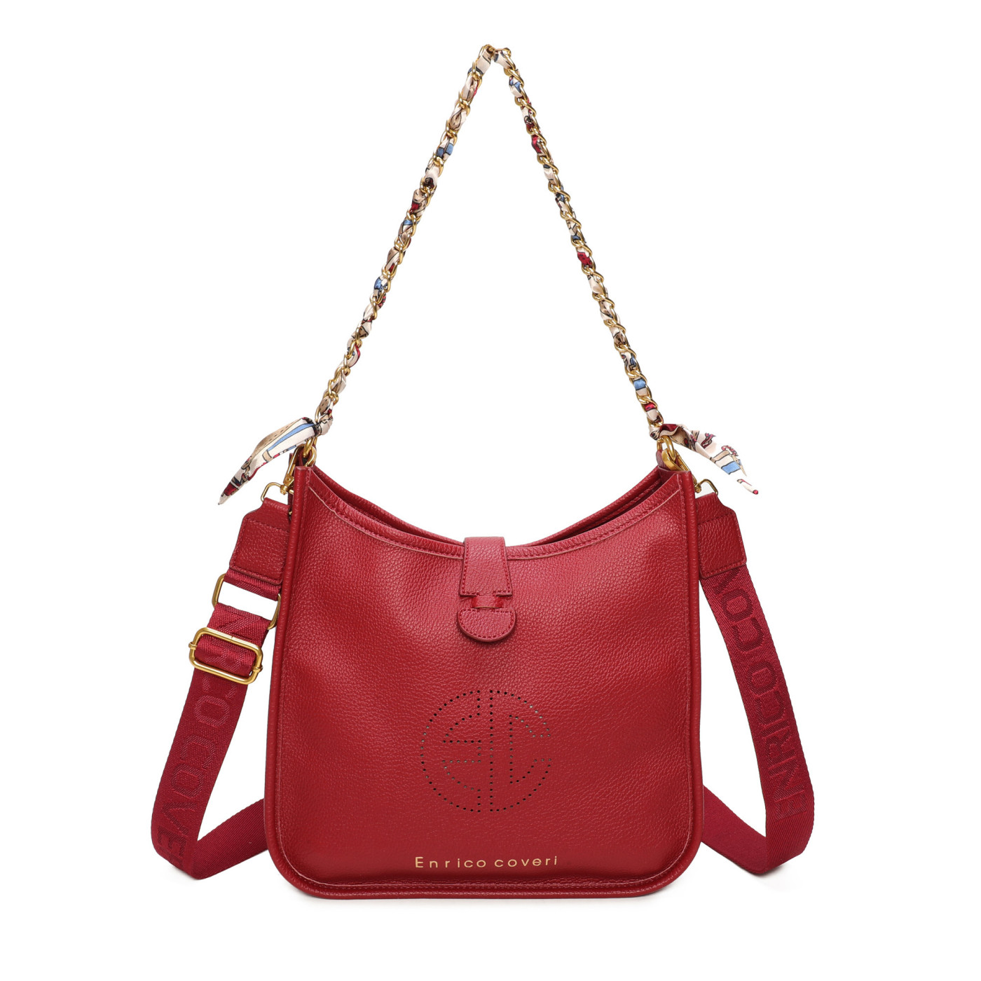 Shopper Bag with Scarf Between Chain
