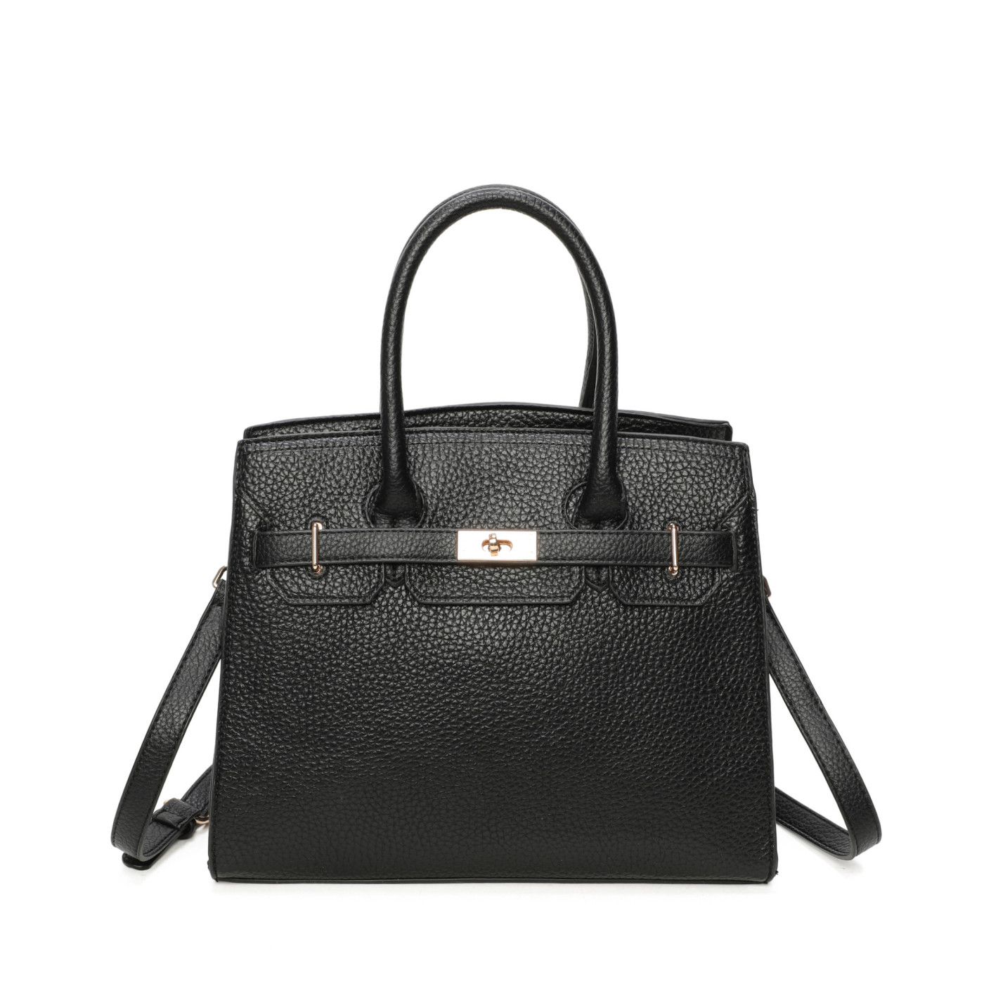 Shopper Bag with Gold Details