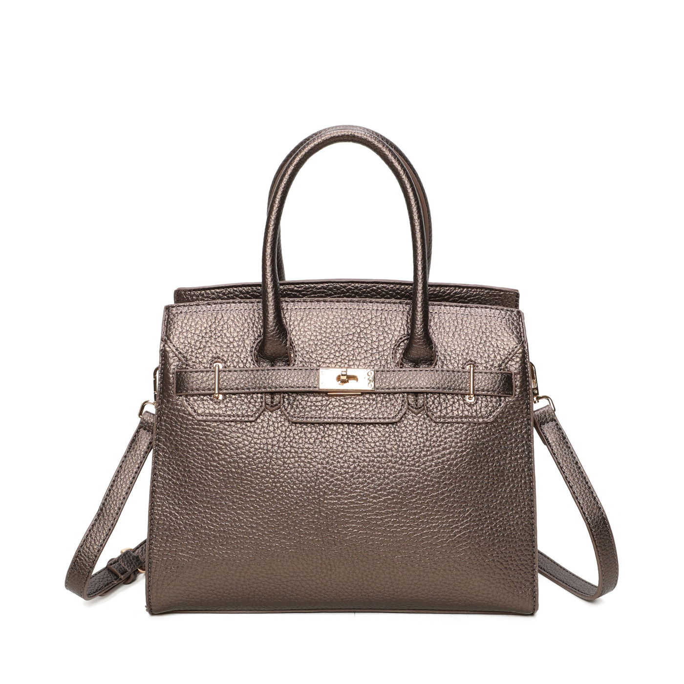 Shopper Bag with Gold Details