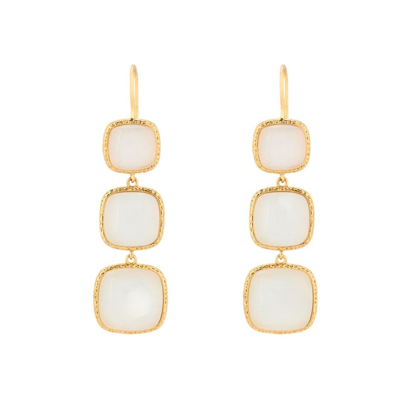 Boucles d'oreilles avec 3 pierres GB