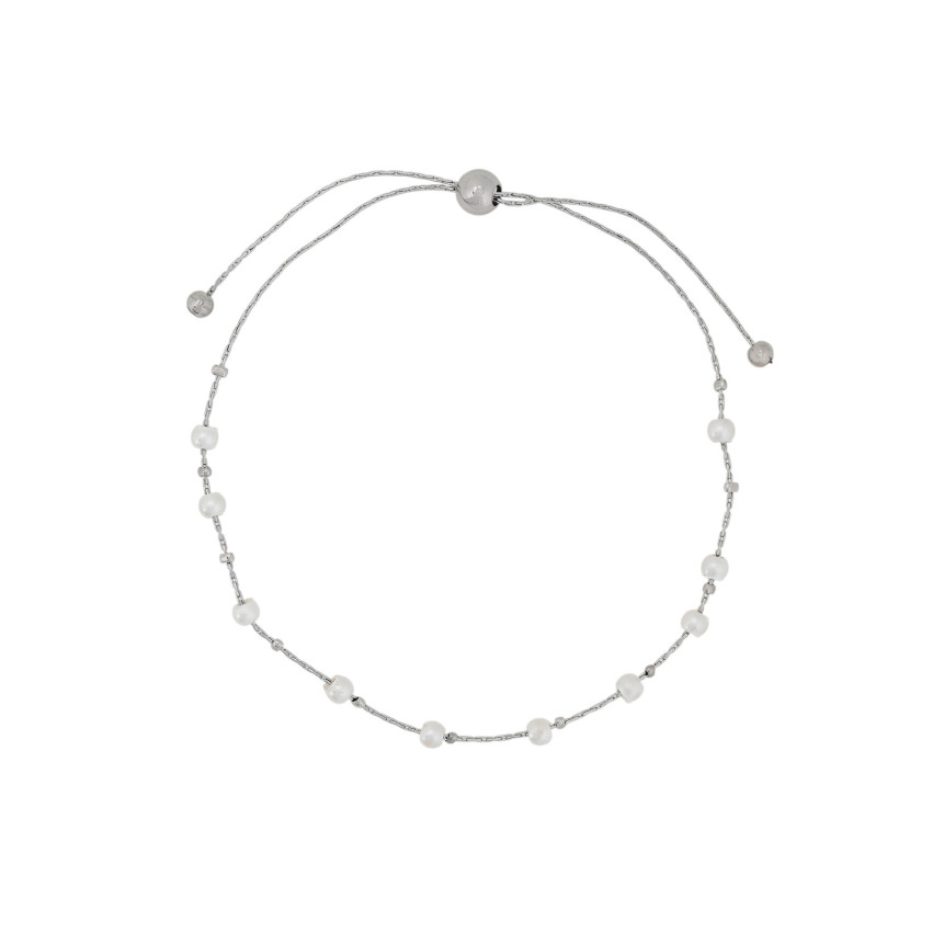 Pulsera ajustable acero perlas GB