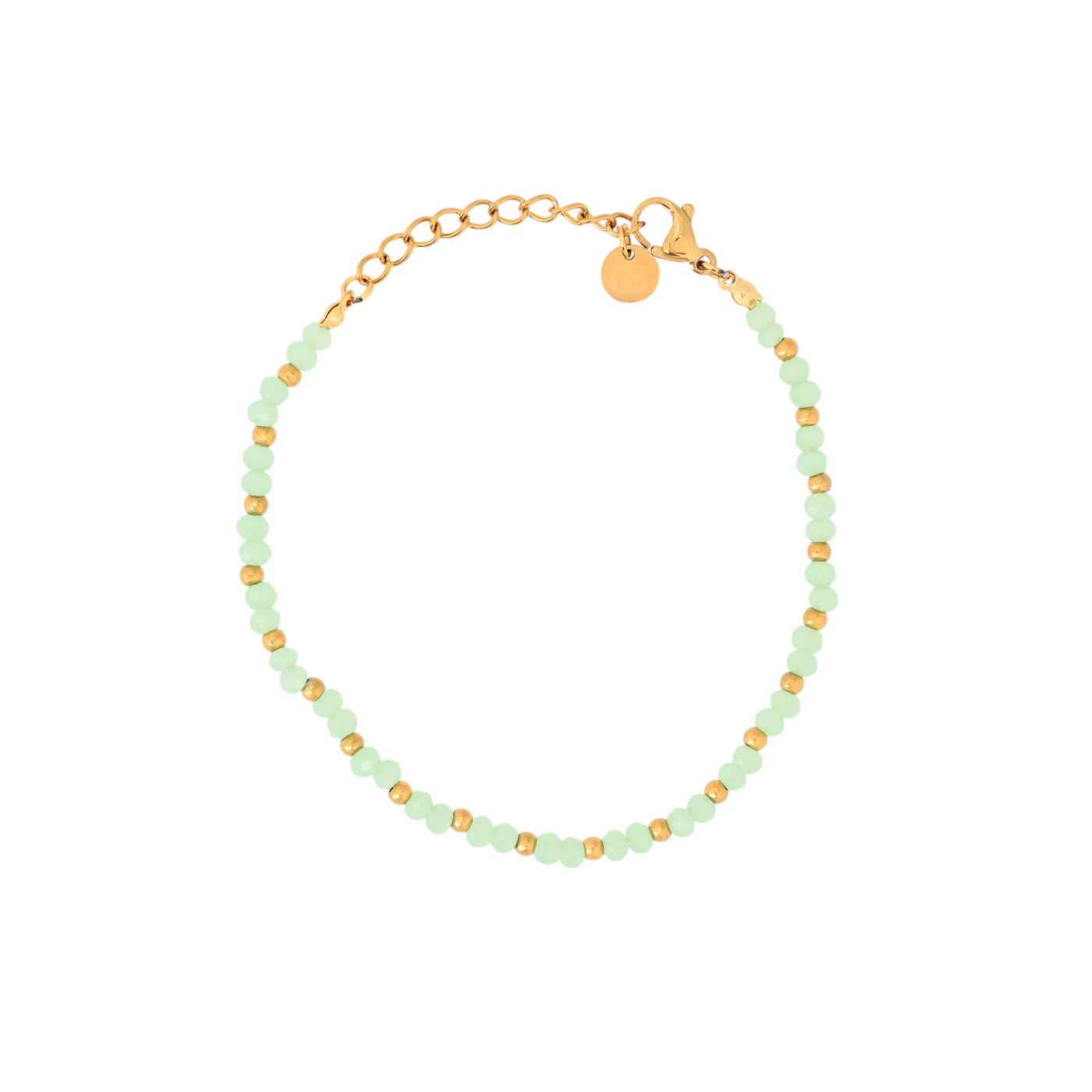 Pulseira em aço pedras de cor verde claro GB