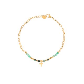 Pulseira em aço com pedras cruz GB