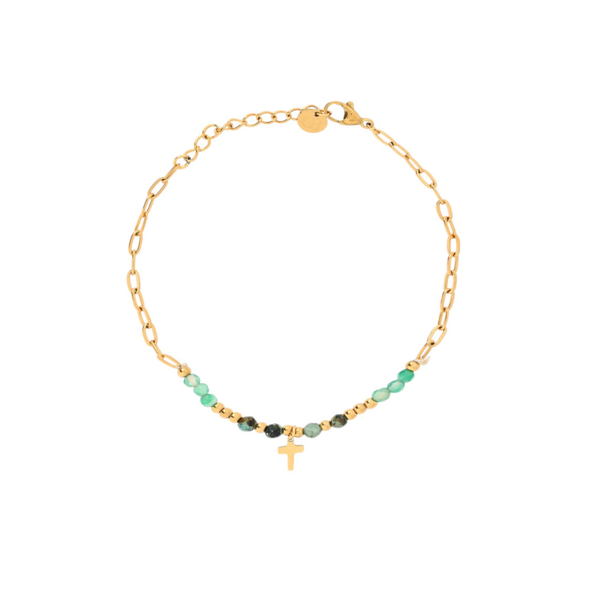 Bracciale in acciaio con pietre croce GB