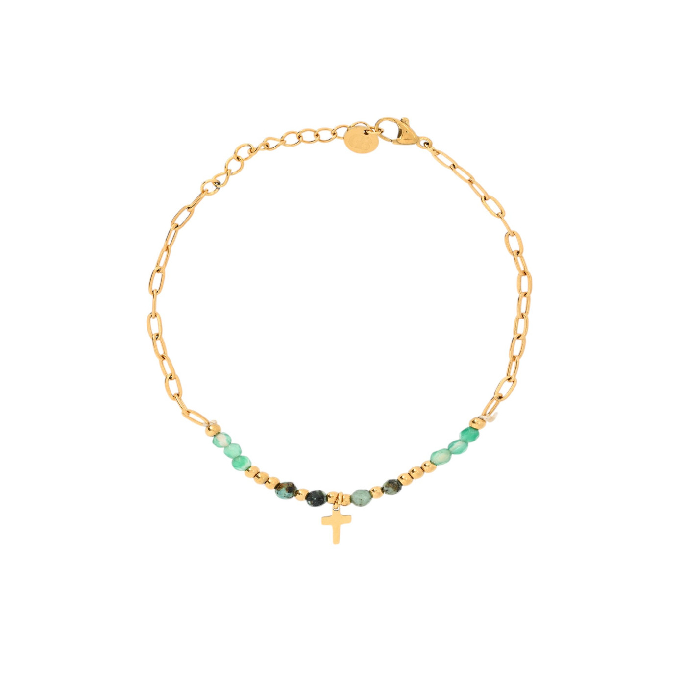 Pulsera en acero con piedras cruz GB