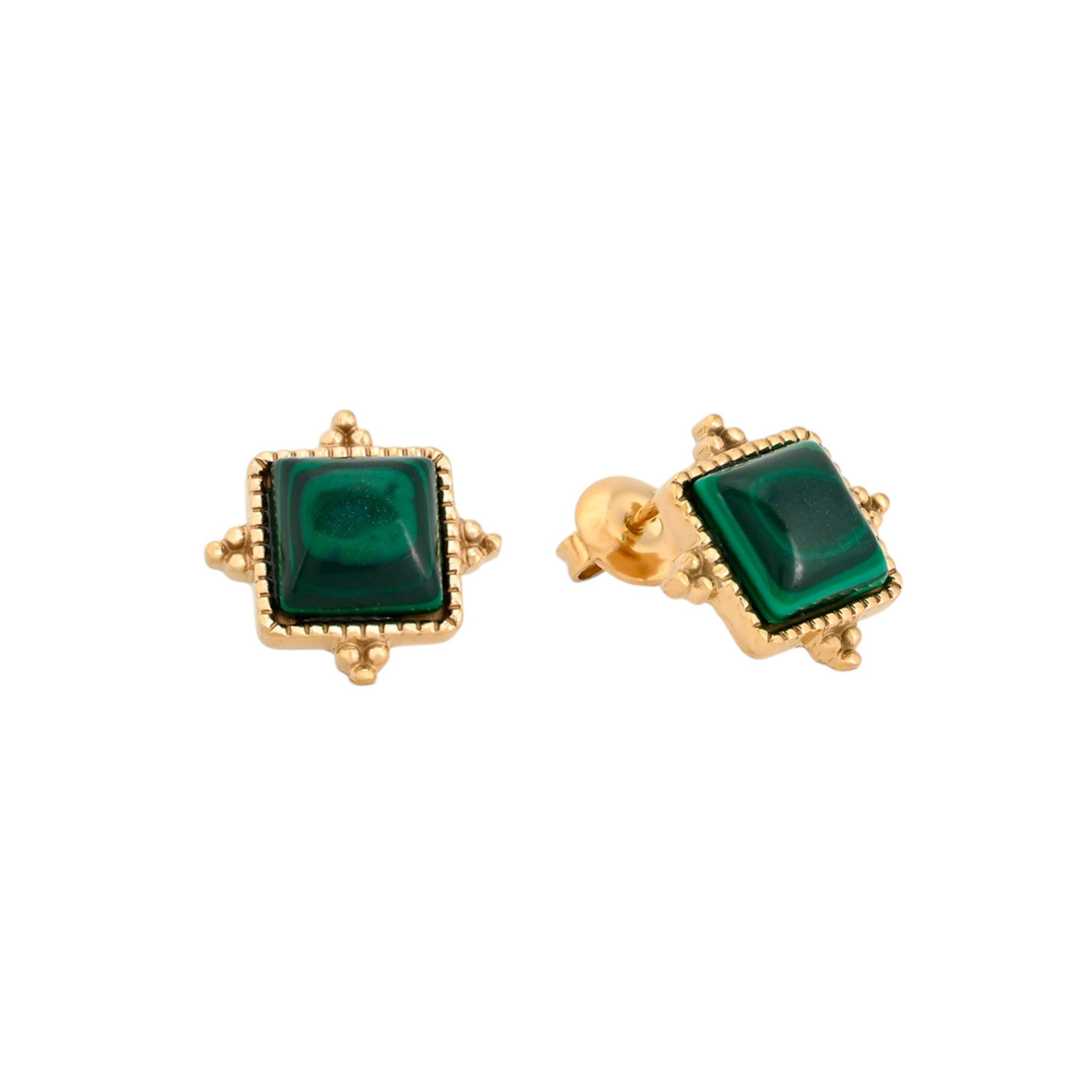 Boucles d\'oreilles en acier irrégulier pierre GB