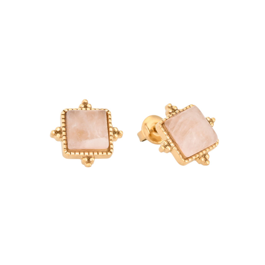 Boucles d\'oreilles en acier irrégulier pierre GB