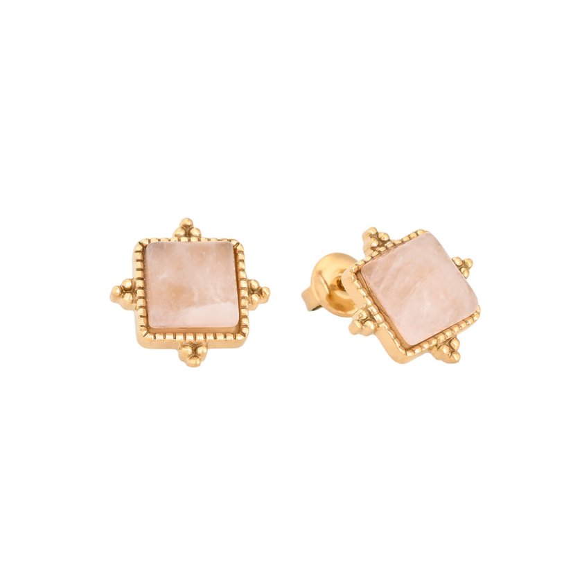 Boucles d'oreilles en acier irrégulier pierre GB