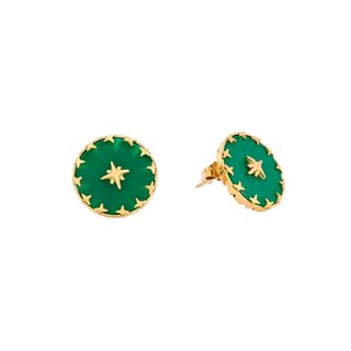 Pendientes en acero Estrella de piedra natural redonda GB