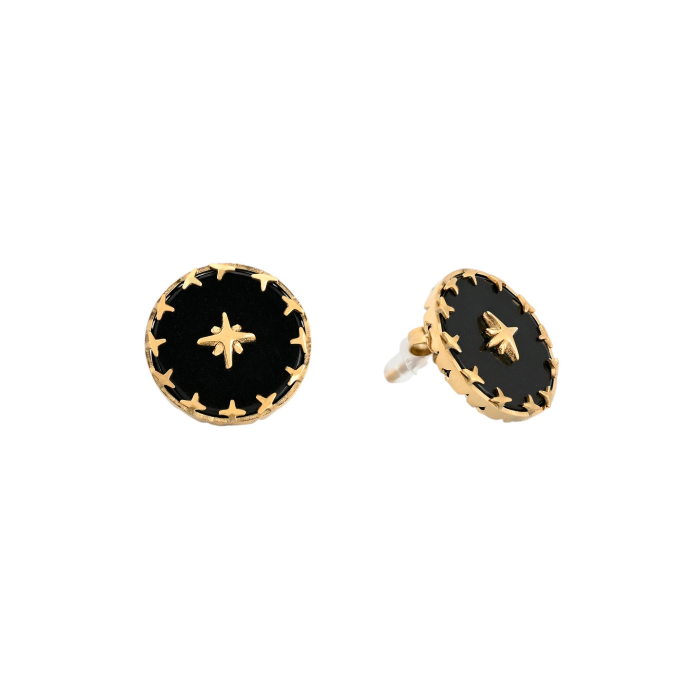 Pendientes en acero Estrella de piedra natural redonda GB