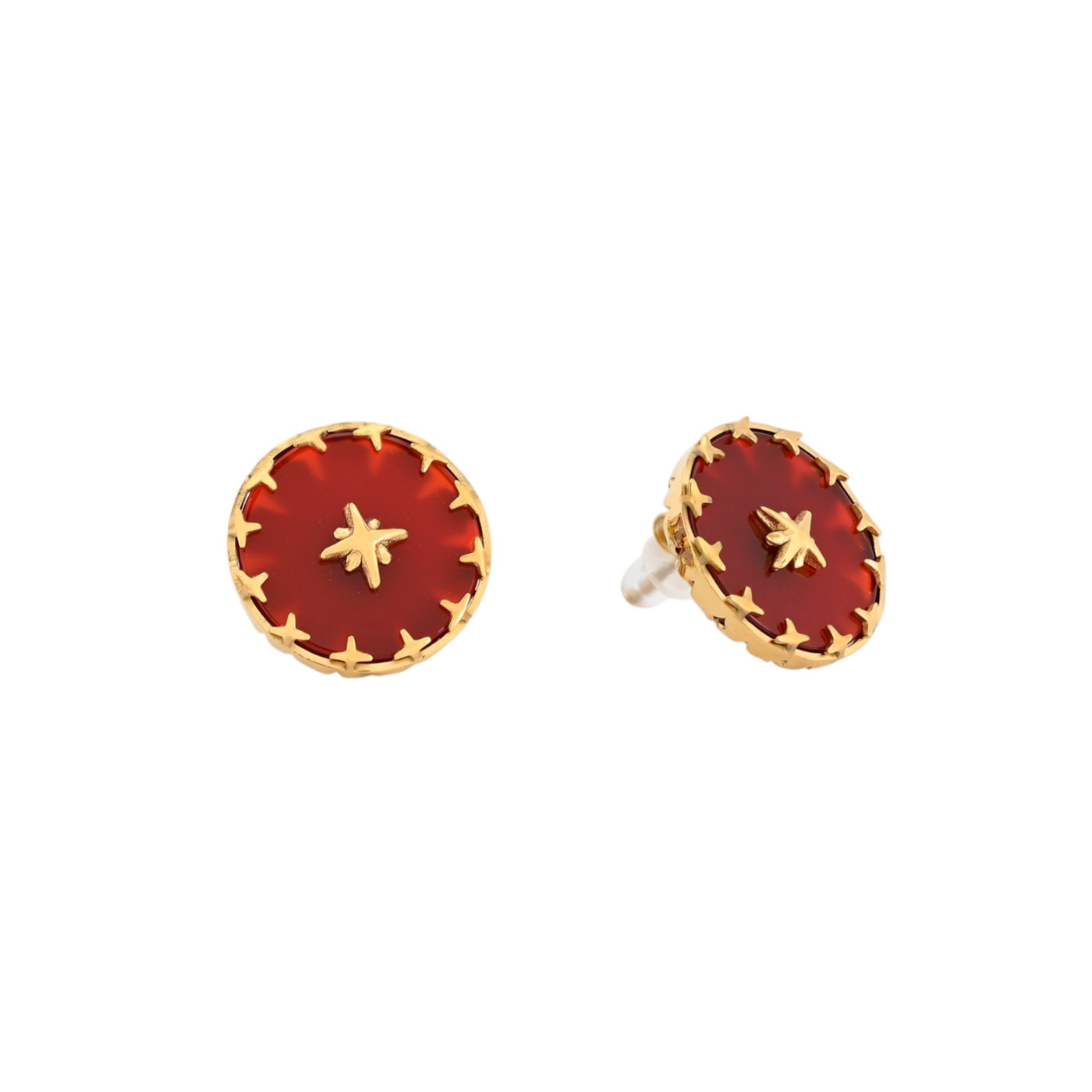 Pendientes en acero Estrella de piedra natural redonda GB