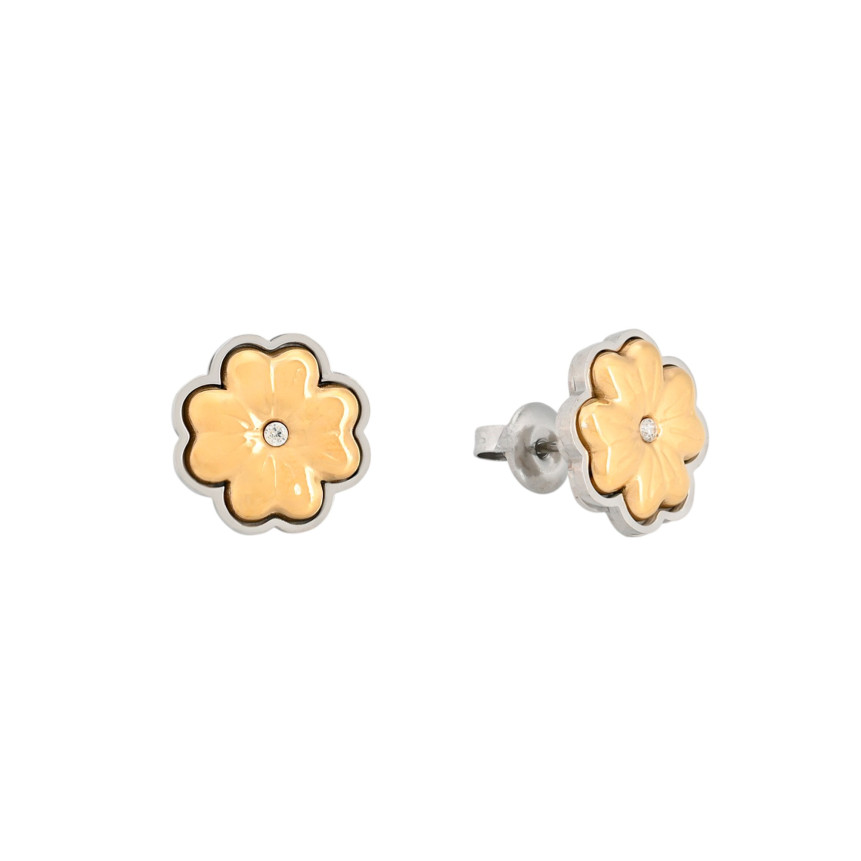 Boucles d\'oreilles en acier trèfle brillant GB
