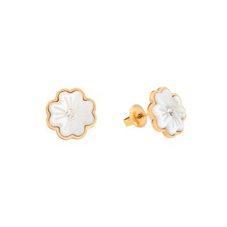 Pendientes en acero trébol y brillante GB