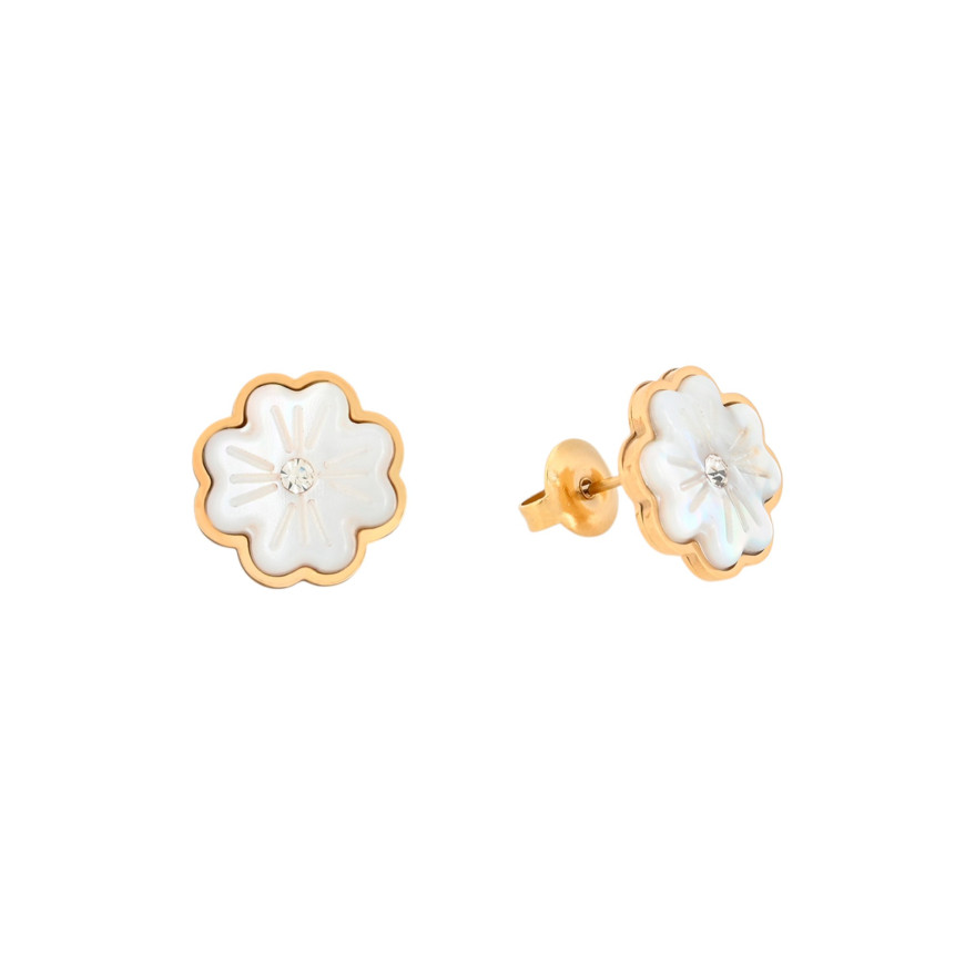 Pendientes en acero trébol y brillante GB