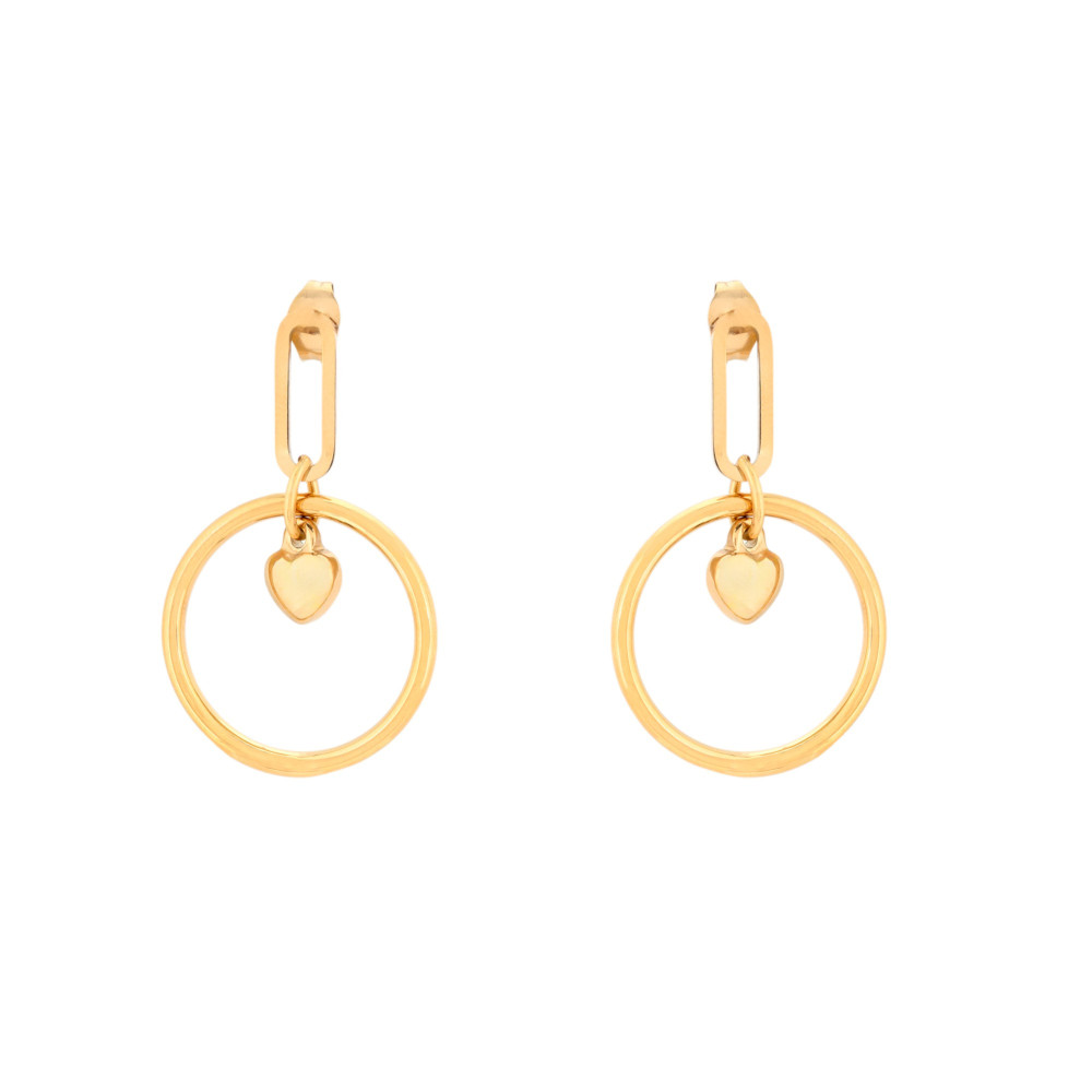 Boucles d\'oreilles en acier rond avec coeur GB