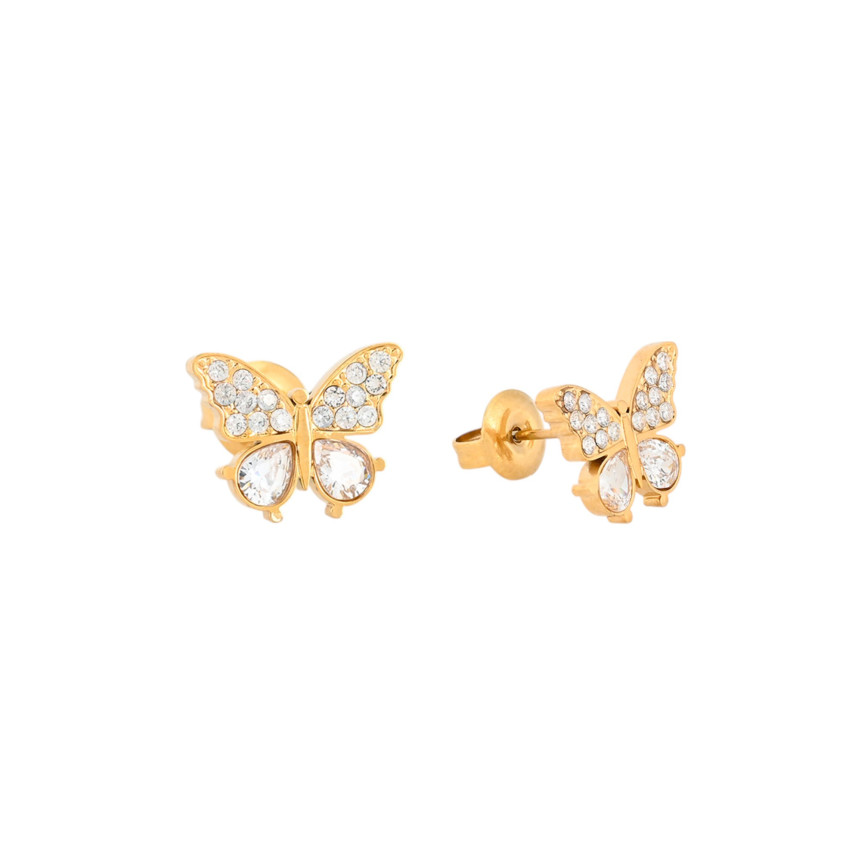 Boucles d\'oreilles en acier ovale papillon GB