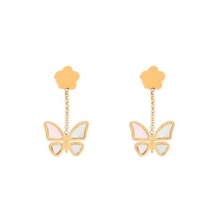 Steel earrings butterfly motherpearl GB