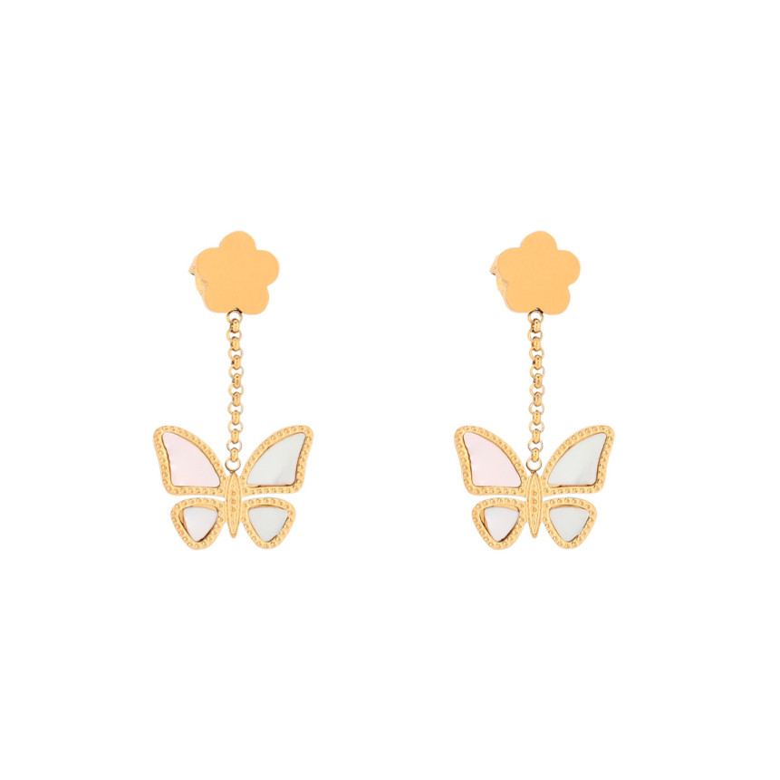 Steel earrings butterfly motherpearl GB