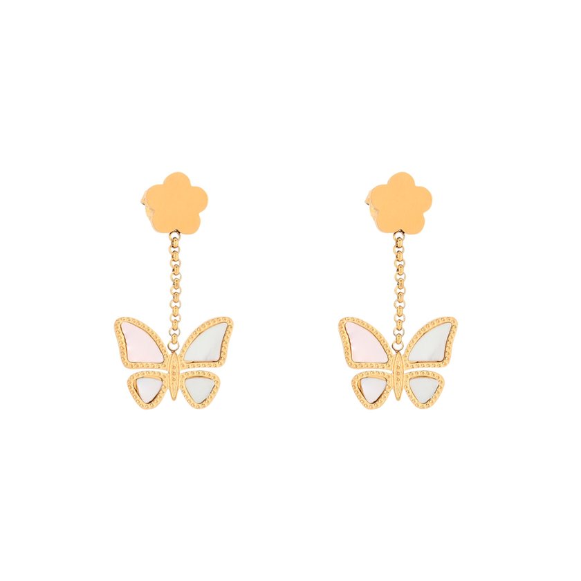 Steel earrings butterfly motherpearl GB