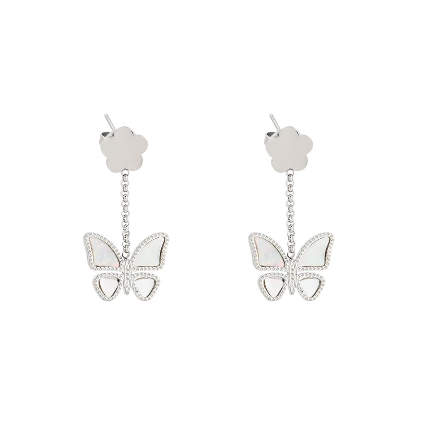 Brincos em aço borboleta madrepérola GB