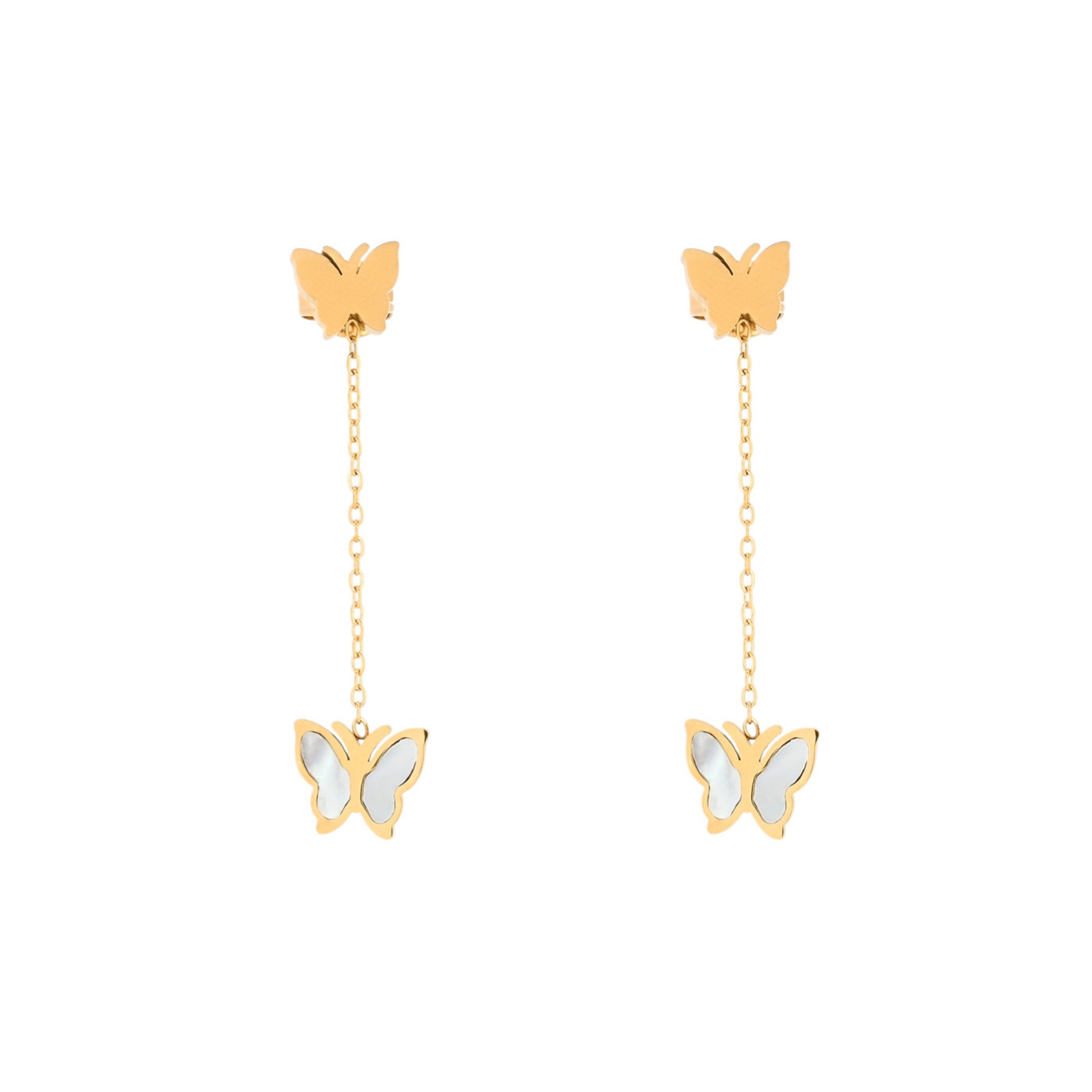 Pendientes en acero básicos mariposa GB