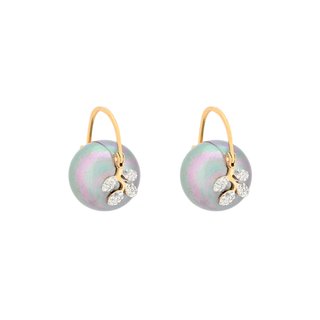 Perles grises Glamour avec feuille