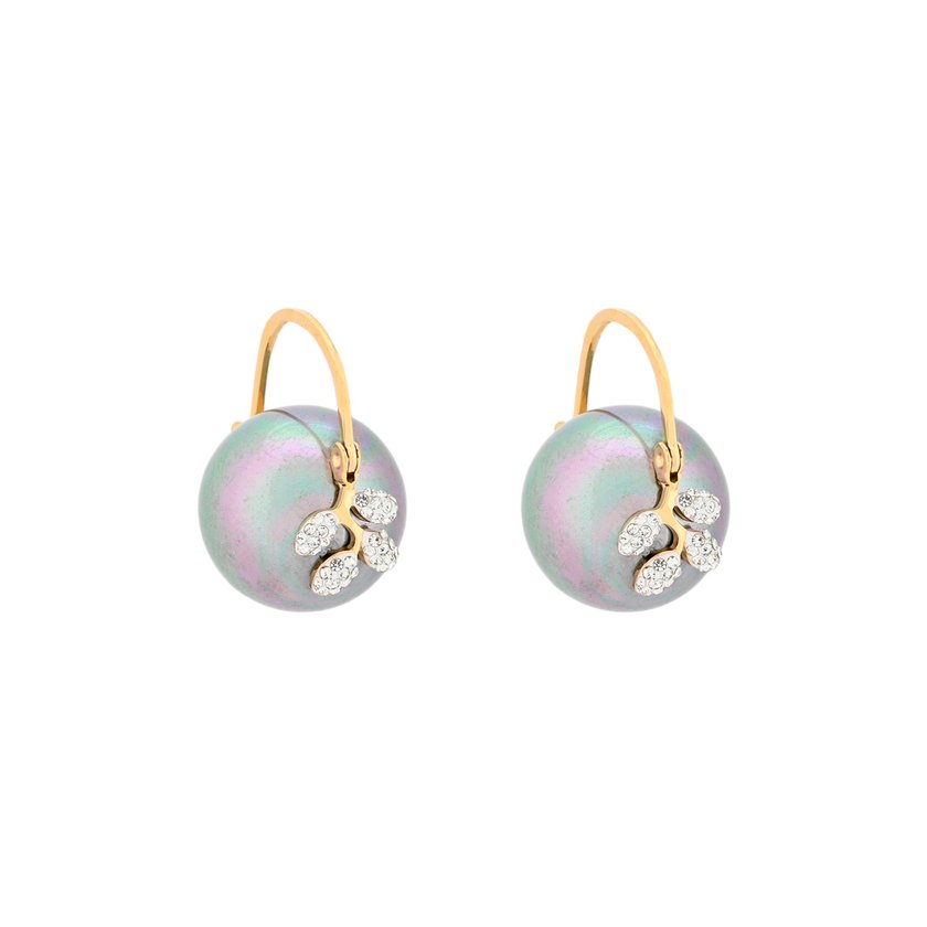 Perles grises Glamour avec feuille