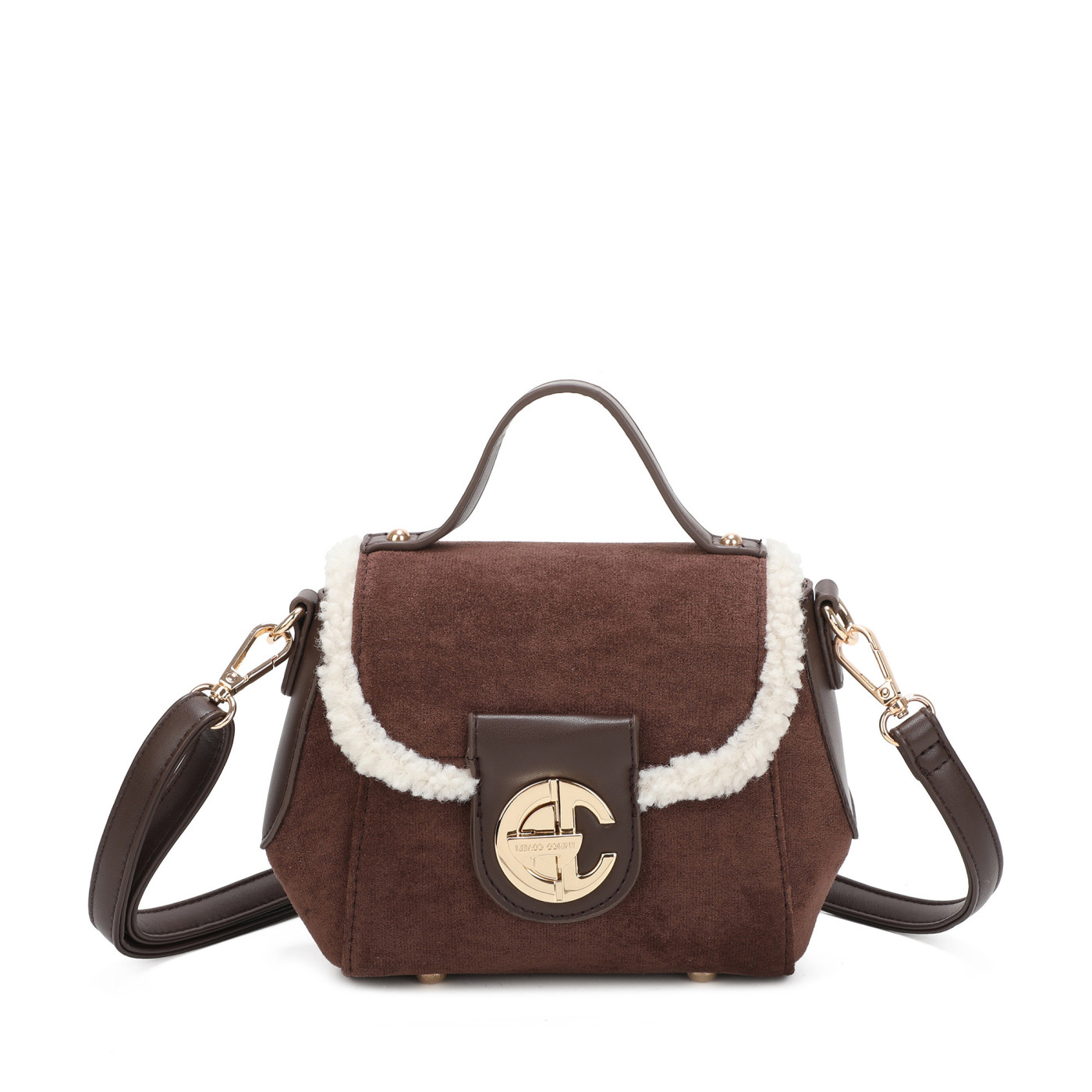 Sac à bandoulière avec fourrure et daim
