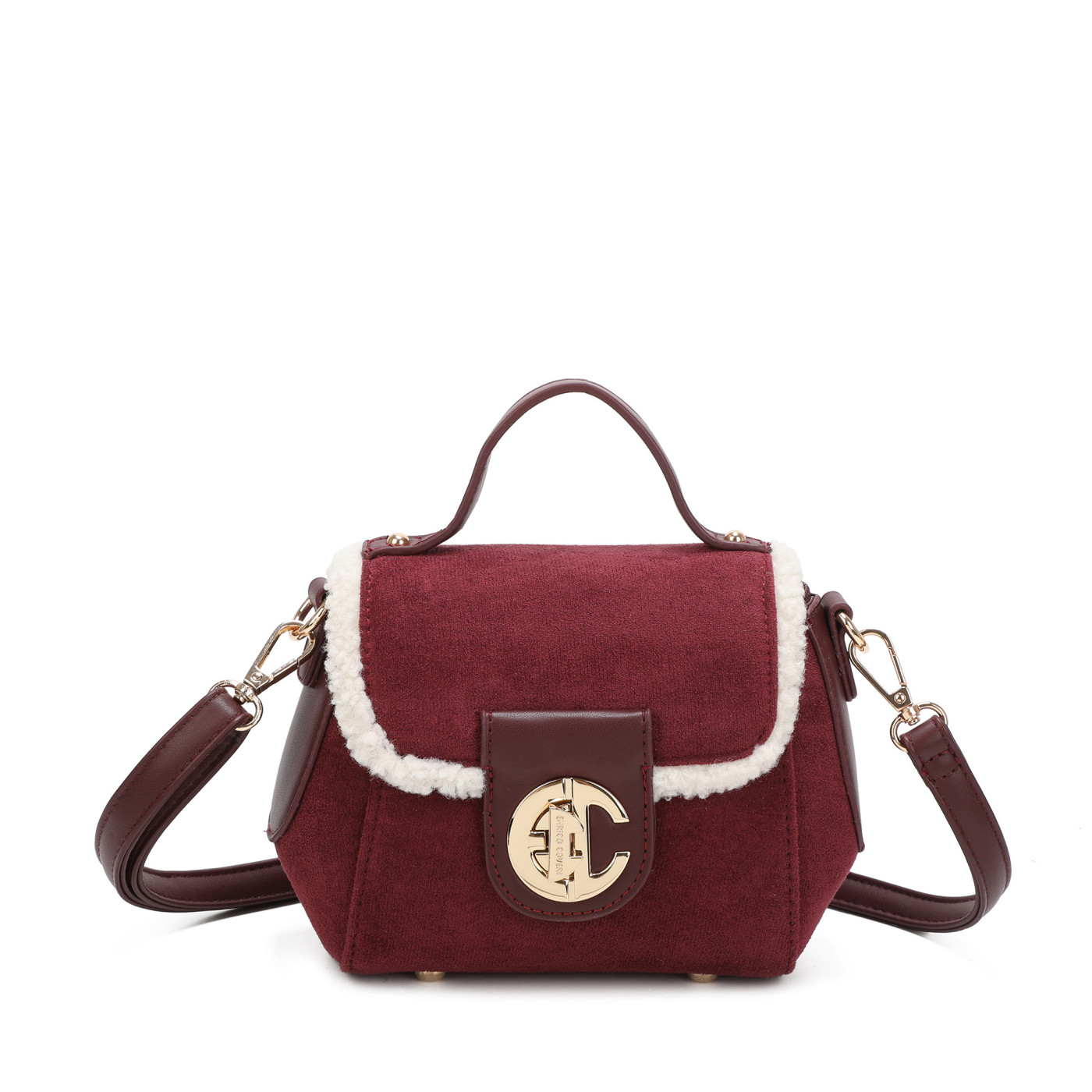 Sac à bandoulière avec fourrure et daim