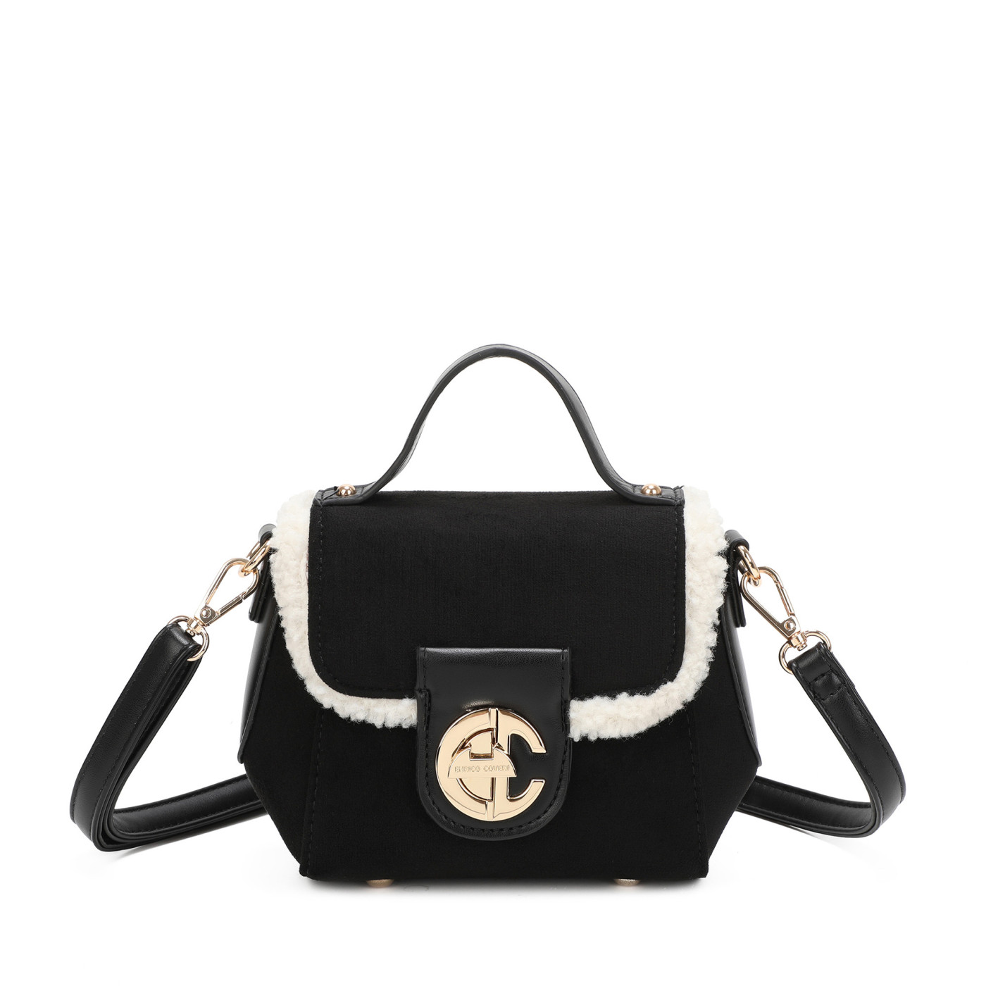 Sac à bandoulière avec fourrure et daim