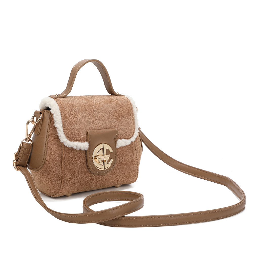 Sac à bandoulière avec fourrure et daim