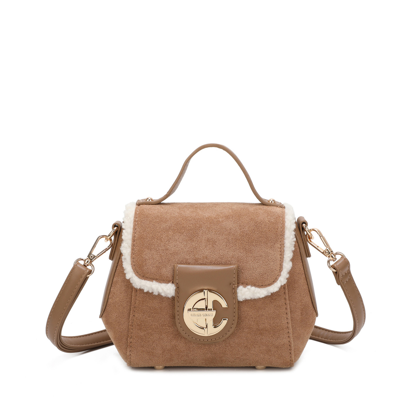 Sac à bandoulière avec fourrure et daim