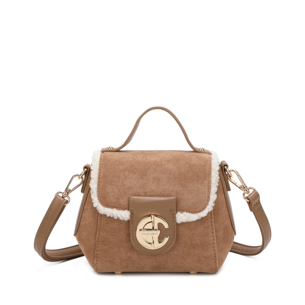 Sac à bandoulière avec fourrure et daim