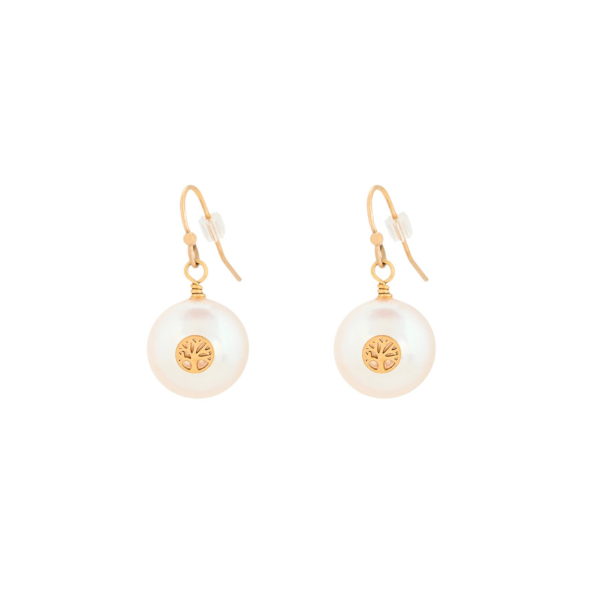 Pendientes Glamour con perla y árbol de la vida