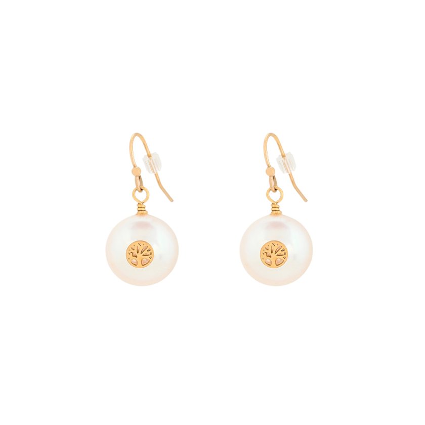 Boucles d'oreilles Glamour avec perle et arbre de la vie