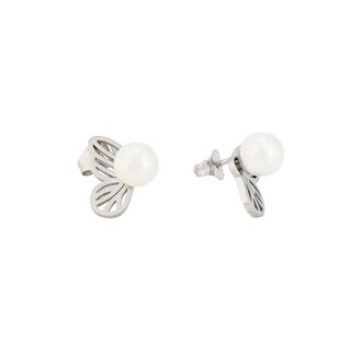 Steel earrings butterfly with pearl GB