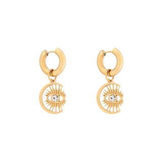 Boucles d'oreilles lune et oeil en acier GB
