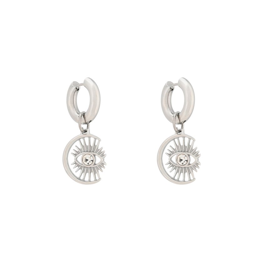Pendientes luna y ojo de acero GB