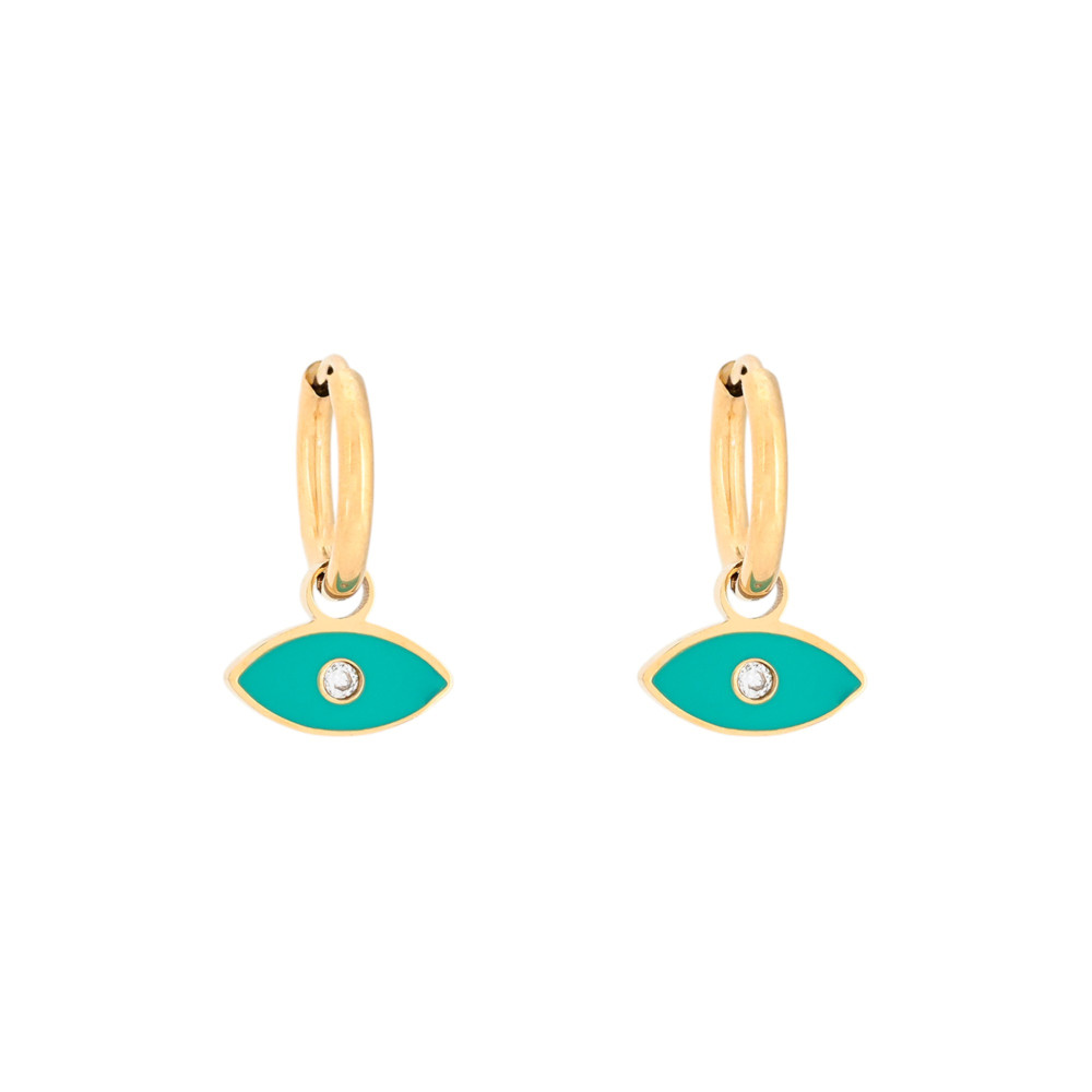 Aros en acero ojo verde GB