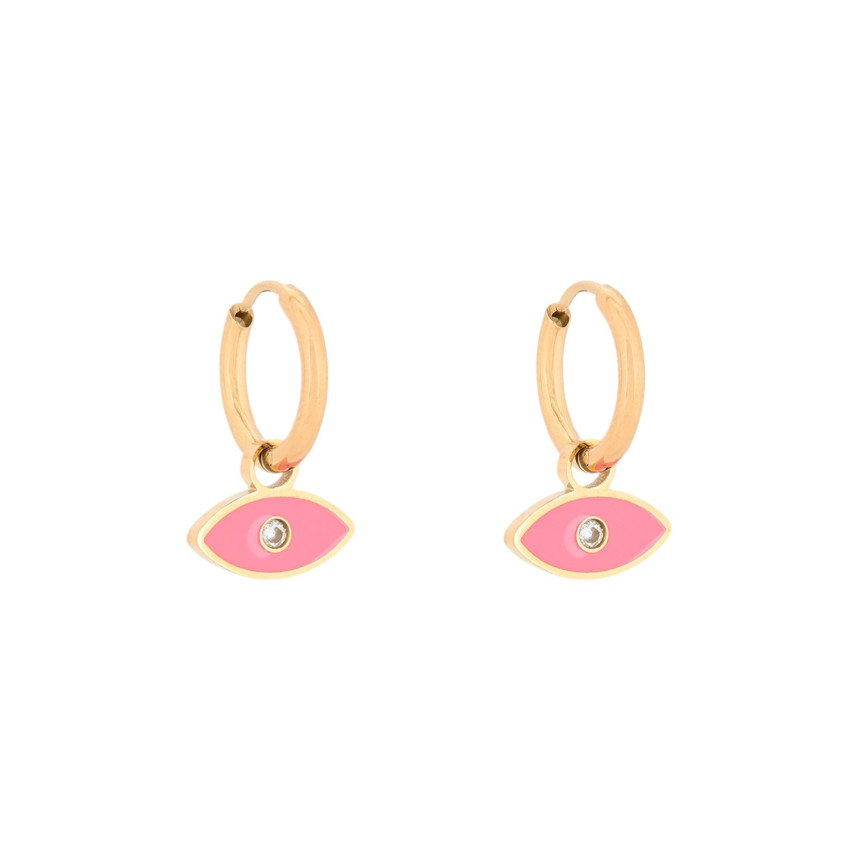 Aros en acero ojo rosa GB