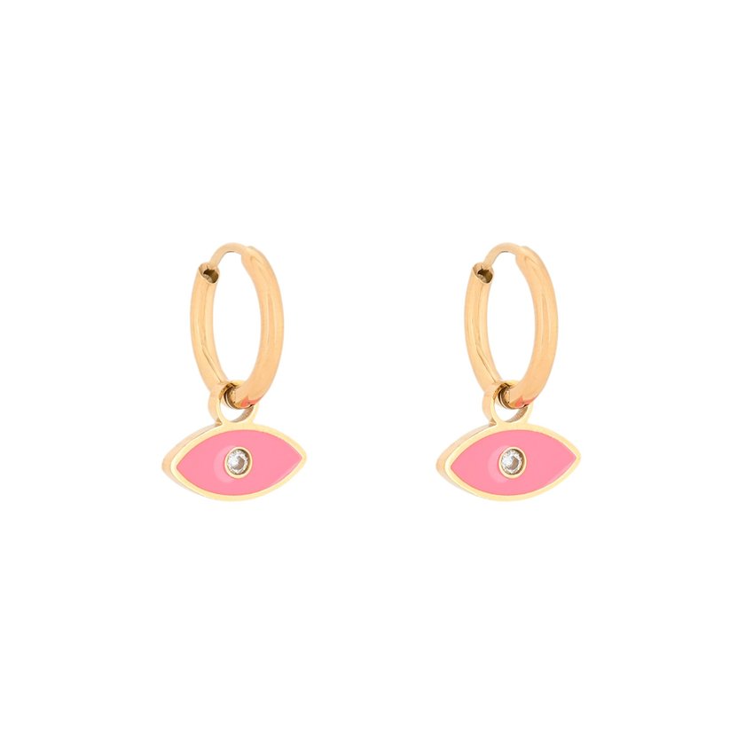Aros en acero ojo rosa GB