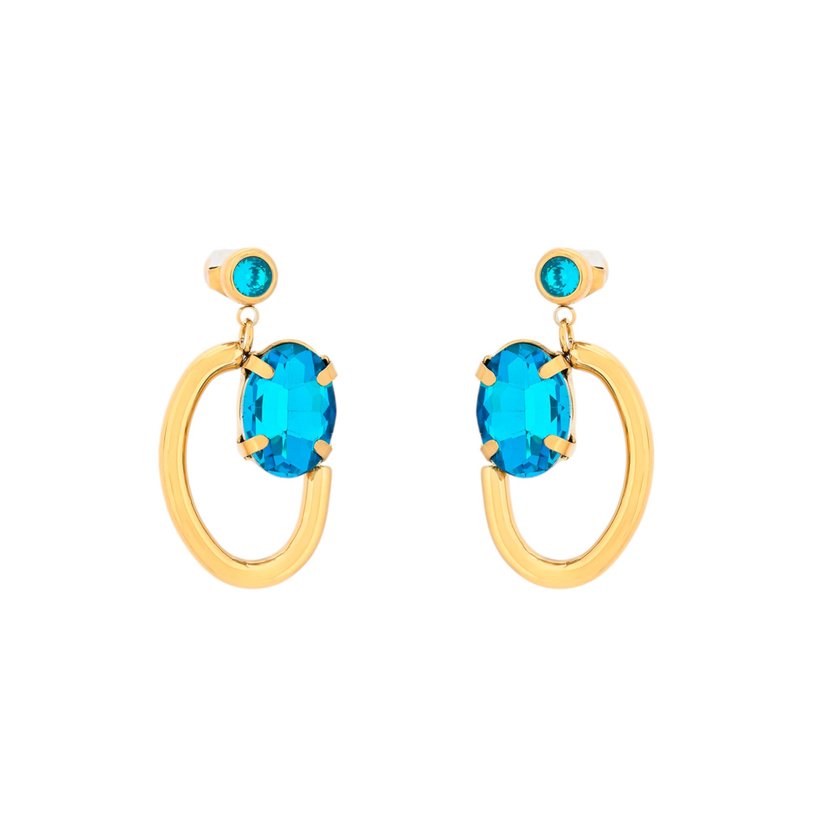 Boucles d'oreilles en acier brillants ovale GB