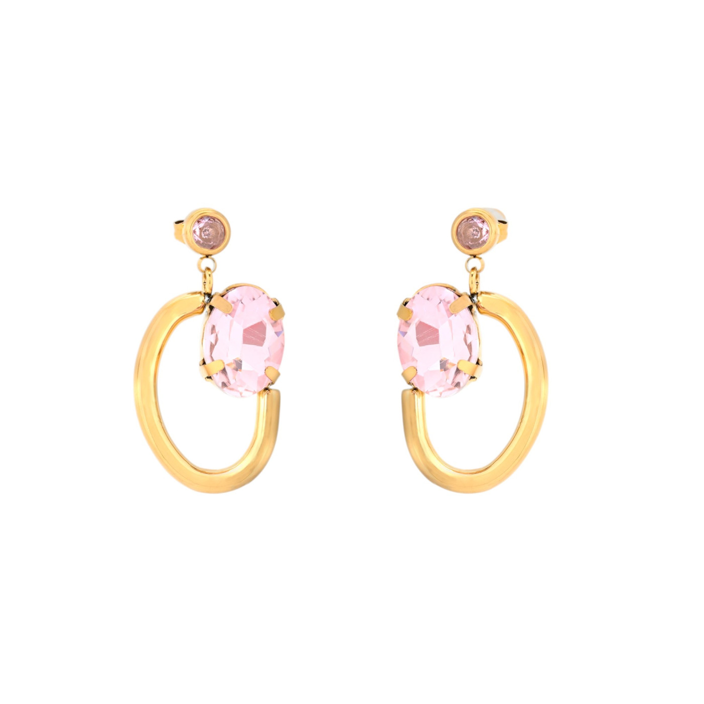 Steel earrings brilliants ovals GB