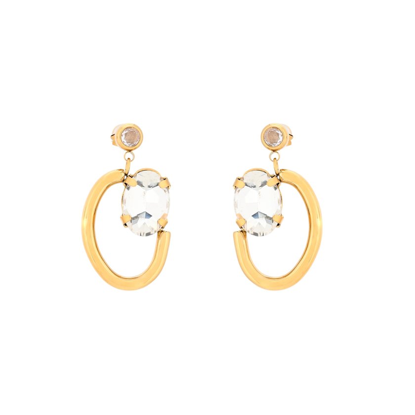 Boucles d'oreilles en acier brillants ovale GB