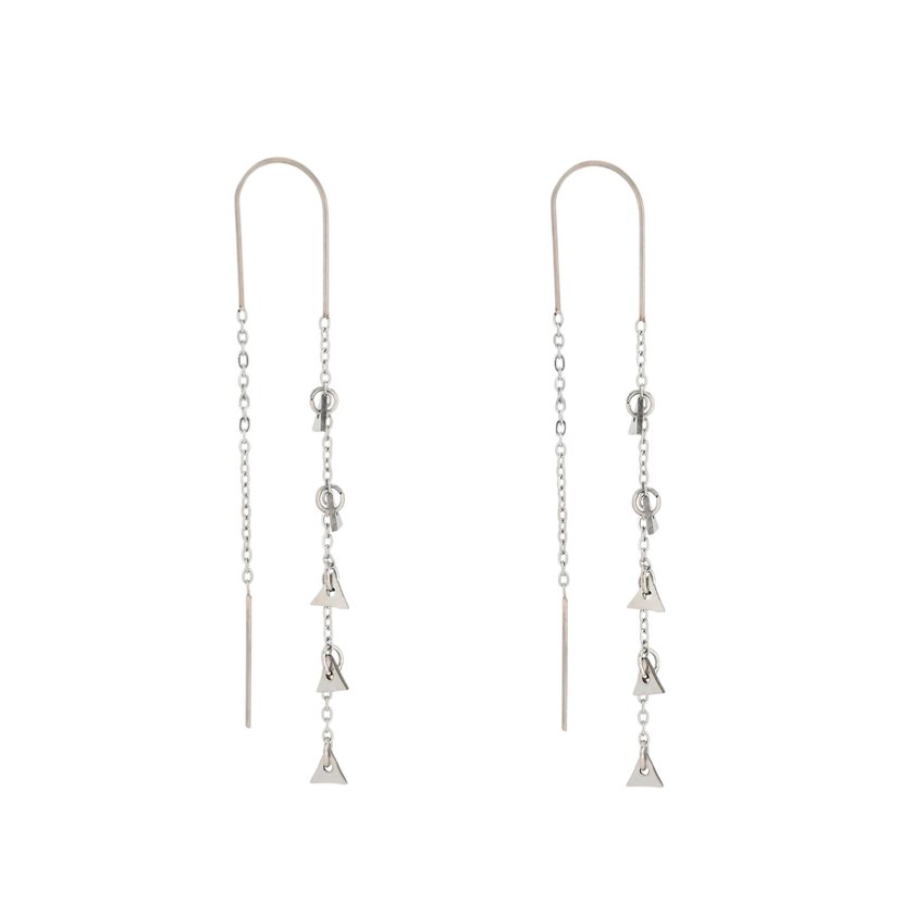 Long steel earrings triangles GB