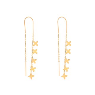 Long steel earrings clovers GB